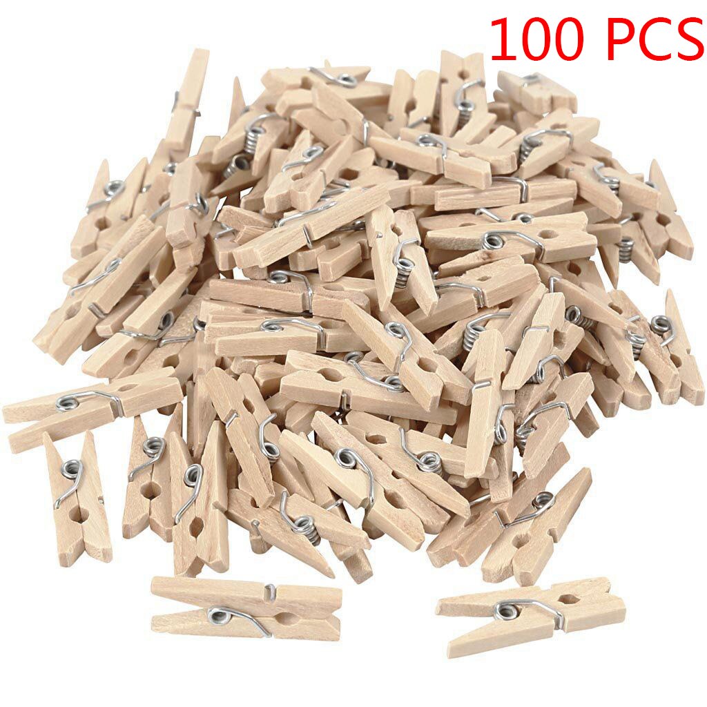 Decorative Mini Wooden Clips for DIY, 100 Pack by HitMyNeed
