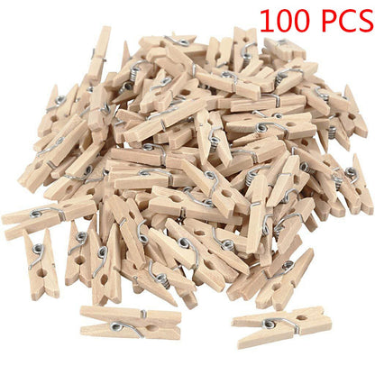 Decorative Mini Wooden Clips for DIY, 100 Pack by HitMyNeed