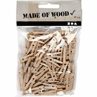 Decorative Mini Wooden Clips for DIY, 100 Pack by HitMyNeed
