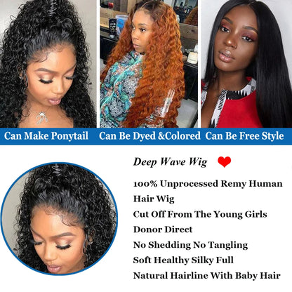 Deep Wave 13x6 HD Lace Frontal Human Hair Wig by HitMyNeed