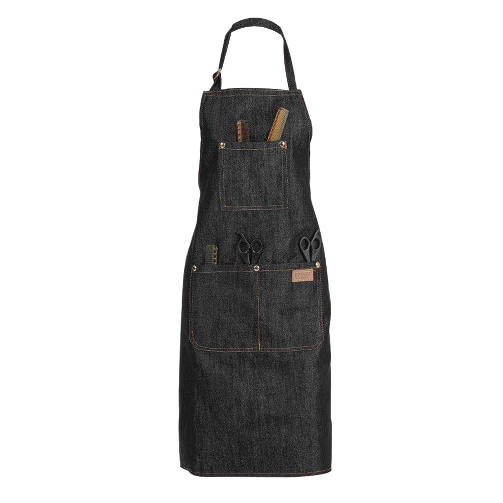 Denim Barber Shop Apron with Adjustable Straps by HitMyNeed