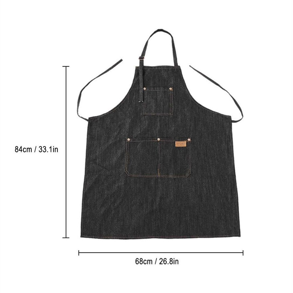 Denim Barber Shop Apron with Adjustable Straps by HitMyNeed