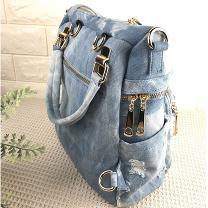 Denim Floral Backpack for School and Everyday Use by HitMyNeed