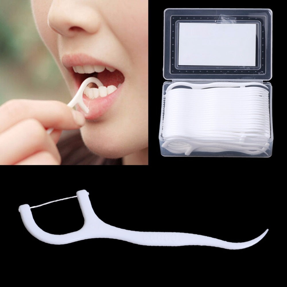 Dental Floss Picks with Handles (50 Pack) by HitMyNeed