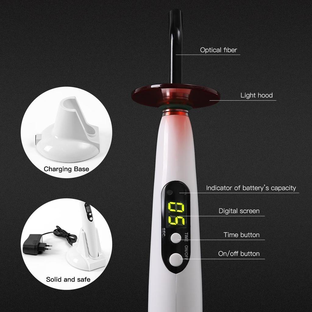 Dental Wireless LED Curing Light 1200-1500 mW/cm² by HitMyNeed
