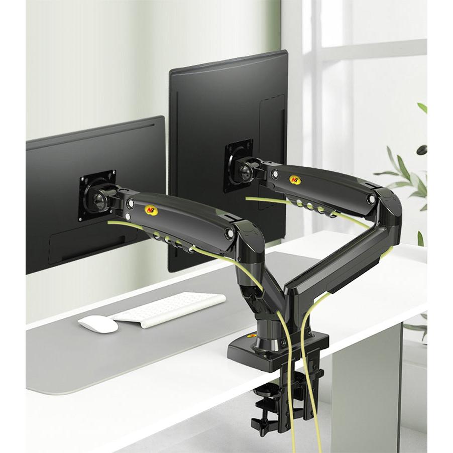 Desk Clamp Dual Monitor Mount for 17-27" Screens by HitMyNeed
