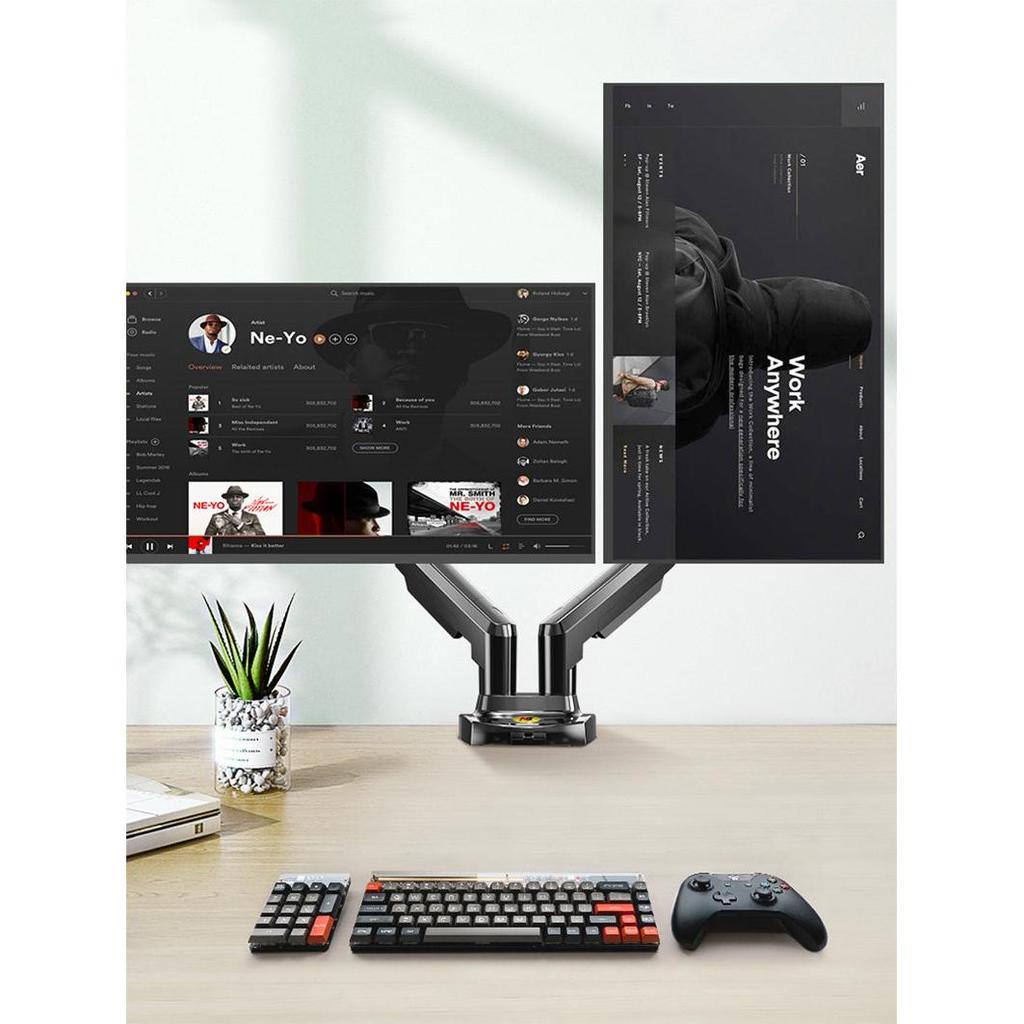 Desk Clamp Dual Monitor Mount for 17-27" Screens by HitMyNeed