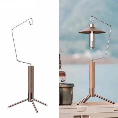 Detachable Walnut Camping Light Stand with Bag by HitMyNeed