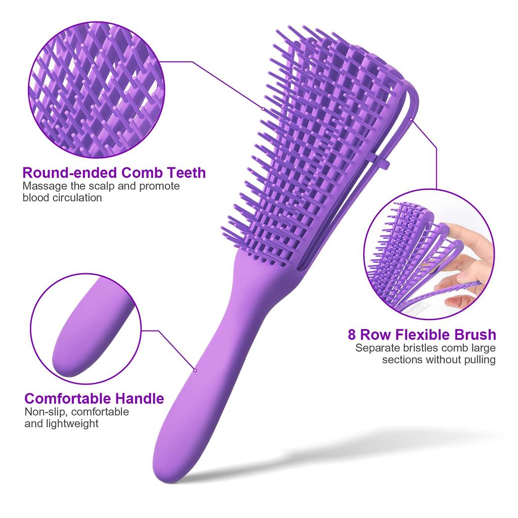 Detangler Brush for Curly Hair 3A-4C, Black by HitMyNeed