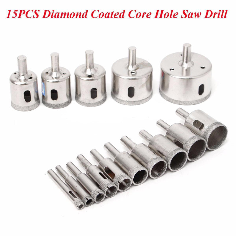Diamond Drill Bit Hole Saw Set 6-50mm (15 Piece) by HitMyNeed