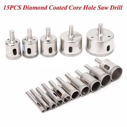 Diamond Drill Bit Hole Saw Set 6-50mm (15 Piece) by HitMyNeed