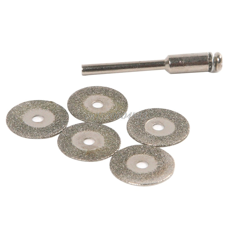 Diamond Drill Bit Round Blades Set (5 Discs + Mandrel) by HitMyNeed