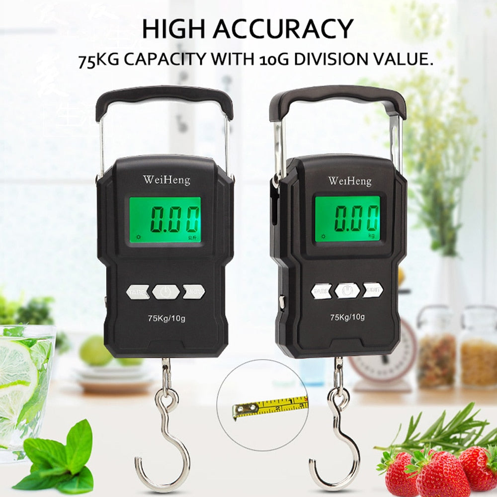 Digital 75kg Hook Weighing Scale with Tape Measure by HitMyNeed