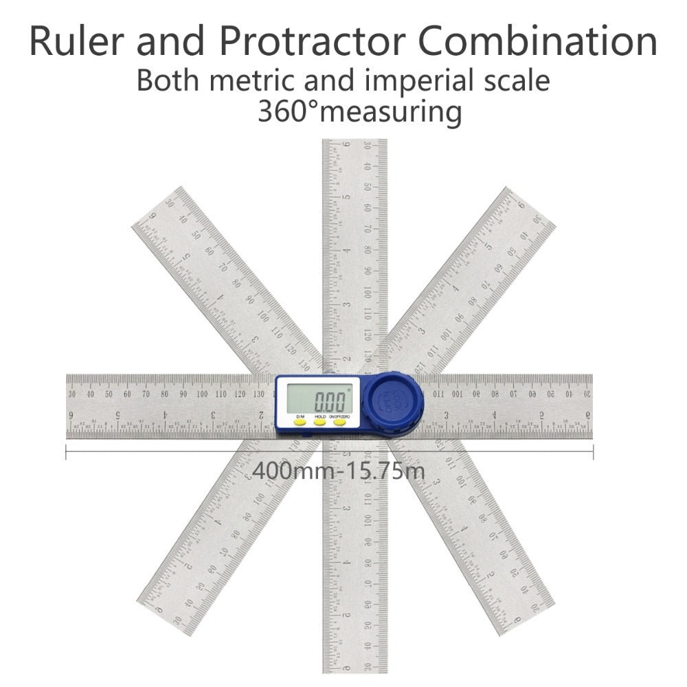 Digital Angle Ruler with LCD, 400mm Stainless Steel by HitMyNeed