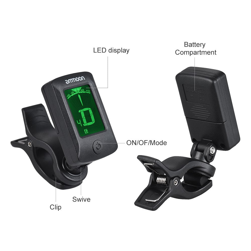 Digital Clip-On Guitar Tuner with 360° LCD Display by HitMyNeed