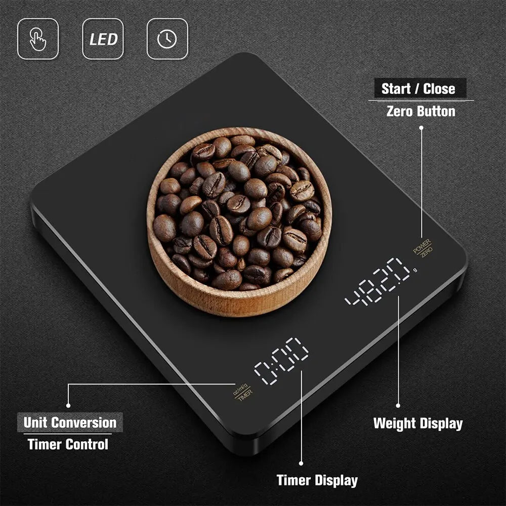 Digital Coffee Scale with Timer, 0.1g Precision, 3kg by HitMyNeed