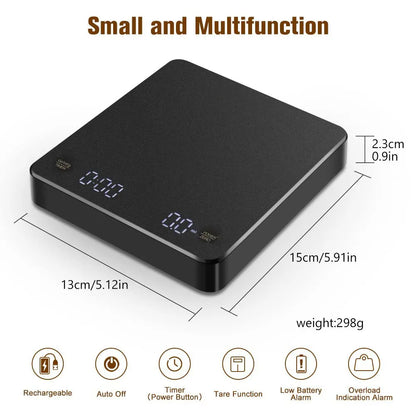 Digital Coffee Scale with Timer, 0.1g Precision, 3kg by HitMyNeed