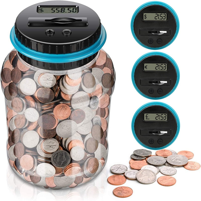 Digital Coin Counting Piggy Bank 1.8L with LCD Display eur by HitMyNeed
