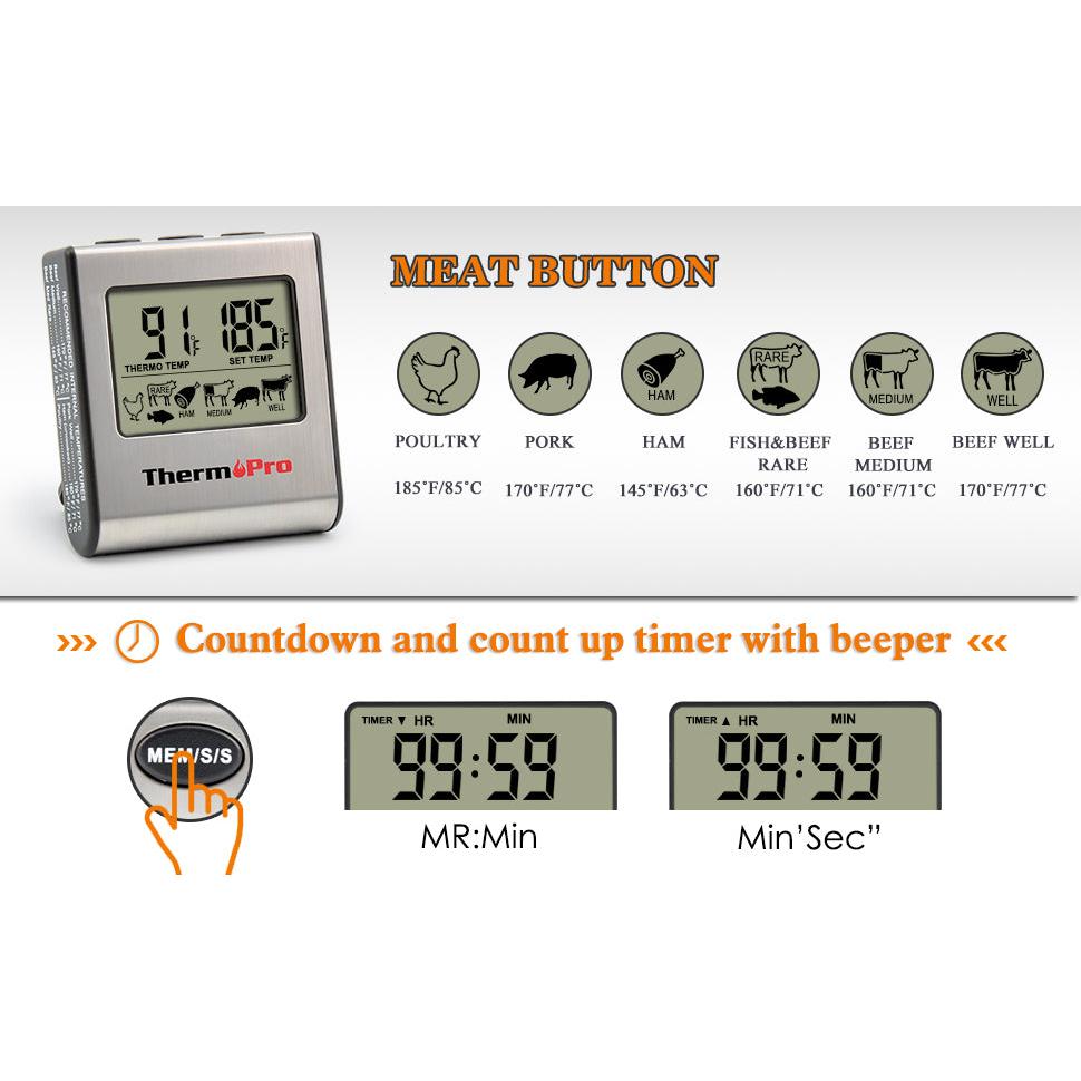 Digital Cooking Thermometer with Timer and Probe by HitMyNeed