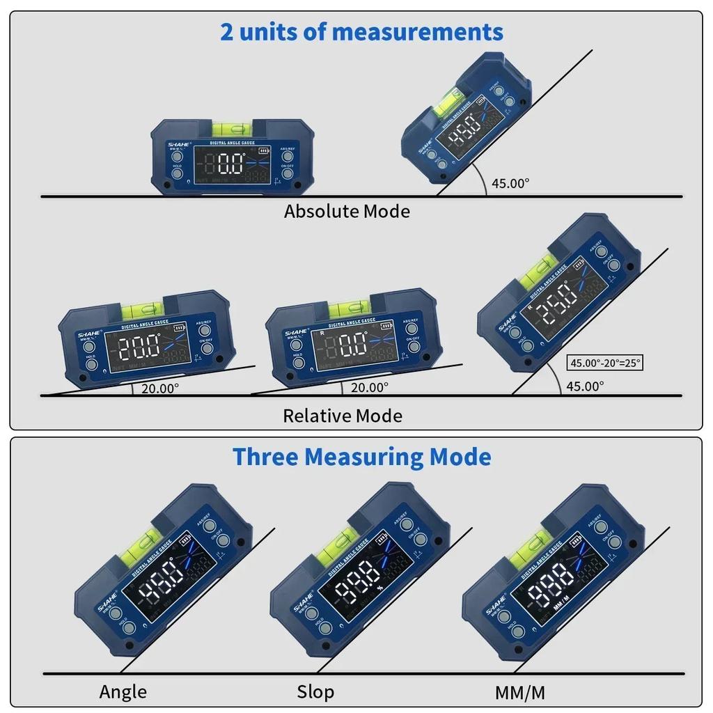 Digital Dual-Axis Inclinometer Rechargeable Angle Gauge by HitMyNeed