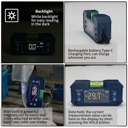 Digital Dual-Axis Inclinometer Rechargeable Angle Gauge by HitMyNeed