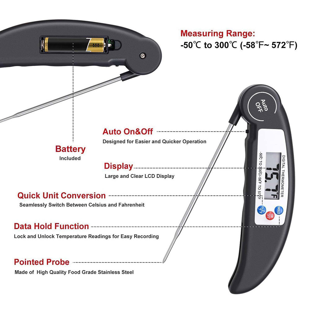 Digital Foldable Meat Thermometer with Probe by HitMyNeed