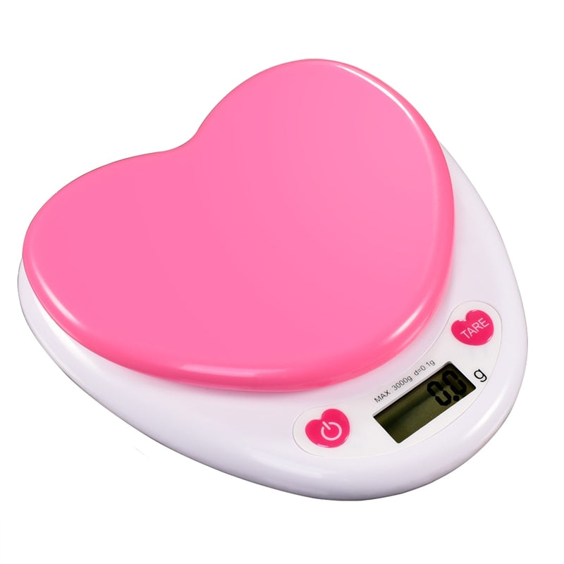 Digital Heart-Shaped Kitchen Scale 3kg with LCD Display by HitMyNeed