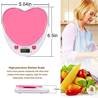 Digital Heart-Shaped Kitchen Scale 3kg with LCD Display by HitMyNeed
