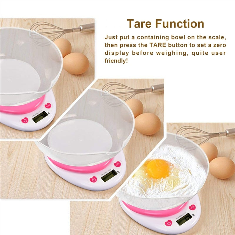 Digital Heart-Shaped Kitchen Scale 3kg with LCD Display by HitMyNeed