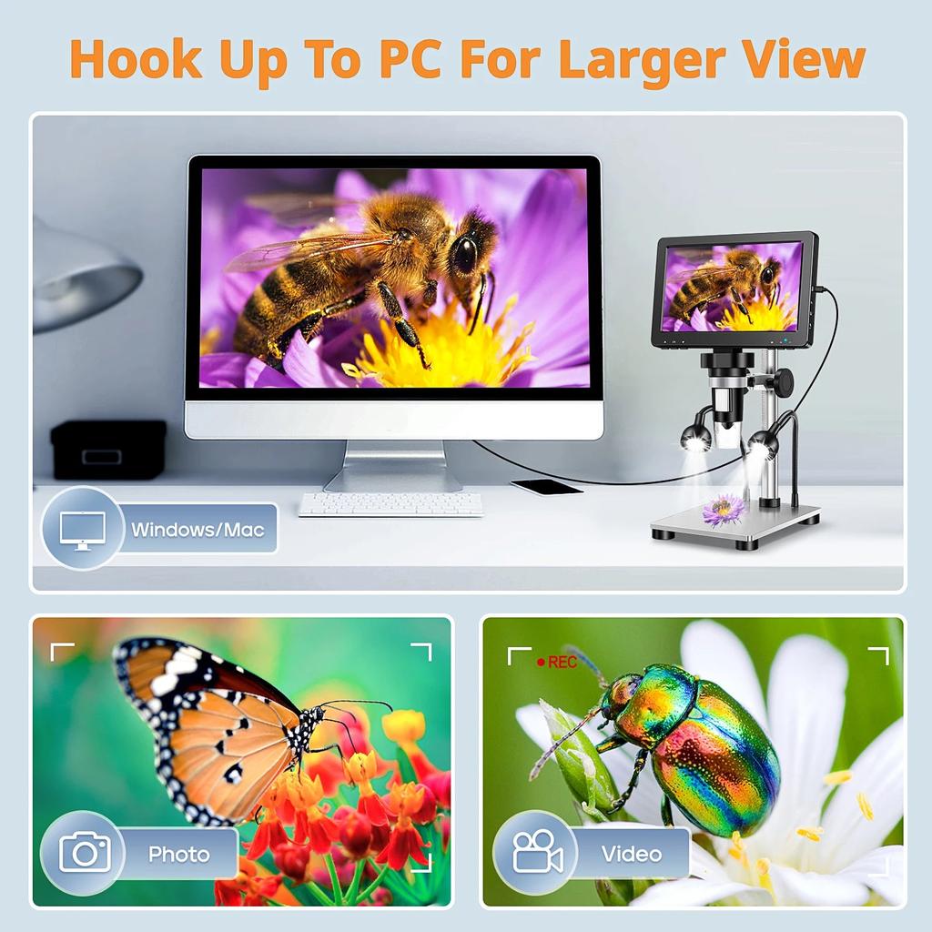 Digital LCD Microscope 1200x with 7" Screen & USB by HitMyNeed
