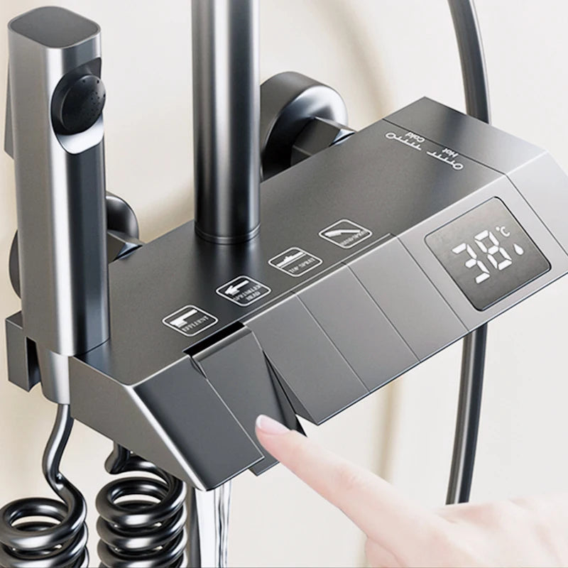 Digital LED Rain Shower System Set - Black/White/Gray by HitMyNeed