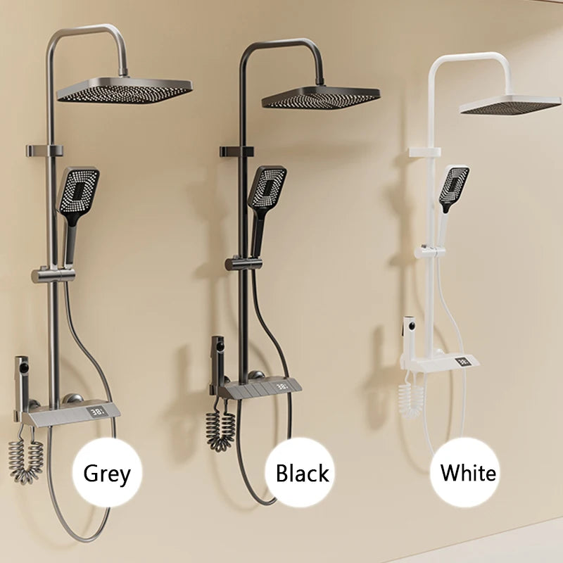 Digital LED Rain Shower System Set - Black/White/Gray by HitMyNeed