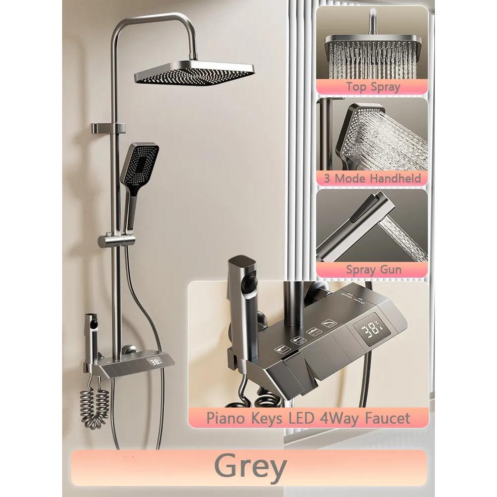 Digital LED Rain Shower System Set - Black/White/Gray grey by HitMyNeed