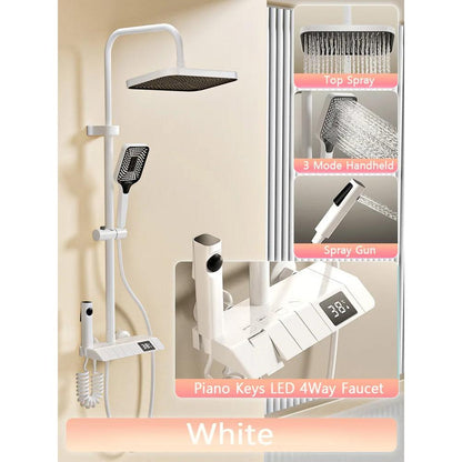 Digital LED Rain Shower System Set - Black/White/Gray white by HitMyNeed