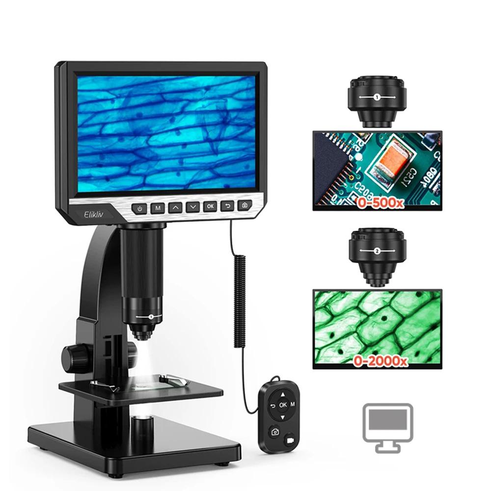 Digital Microscope 2000X with 7" IPS Screen & Dual Lens by HitMyNeed