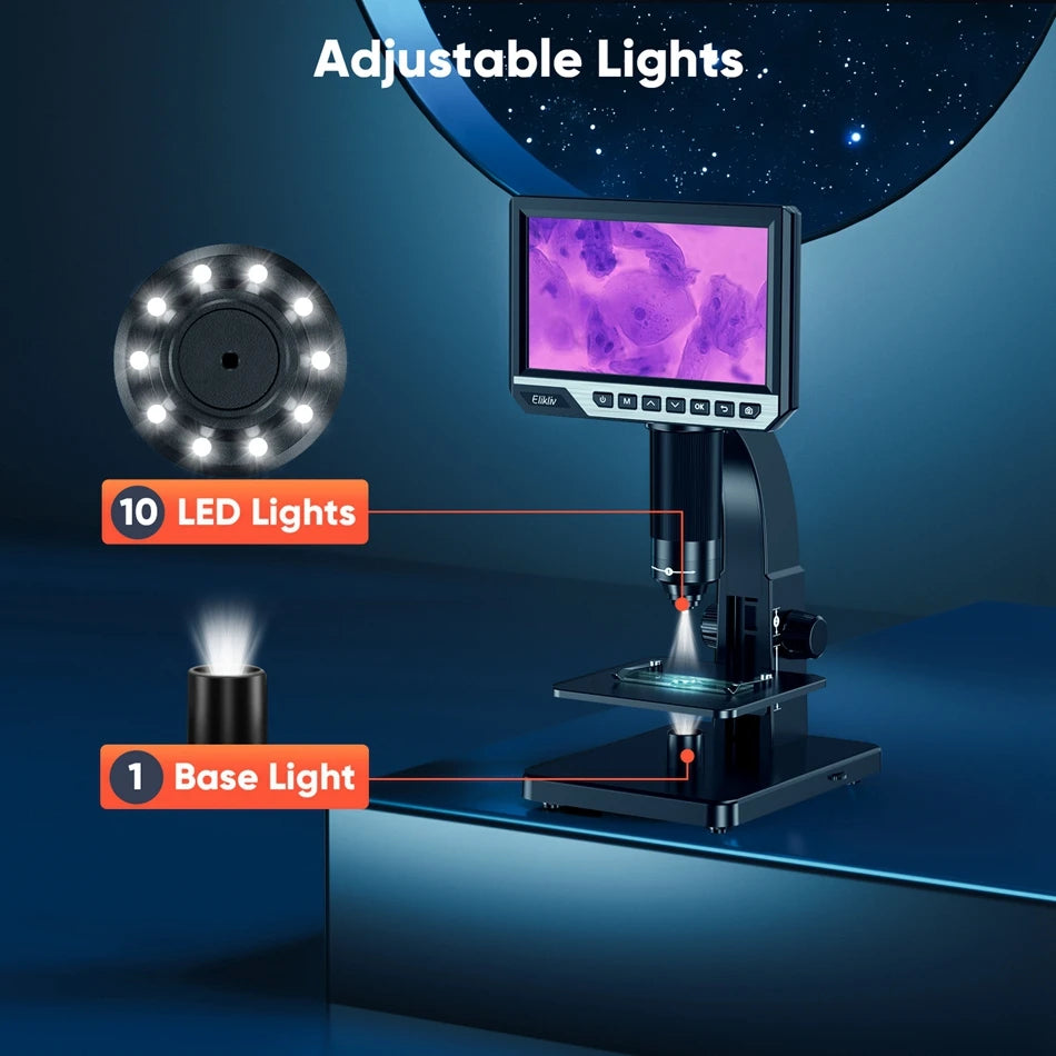 Digital Microscope 2000X with 7" IPS Screen & Dual Lens by HitMyNeed