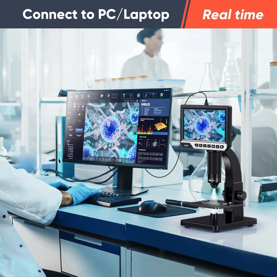 Digital Microscope 2000X with 7" IPS Screen & Dual Lens by HitMyNeed