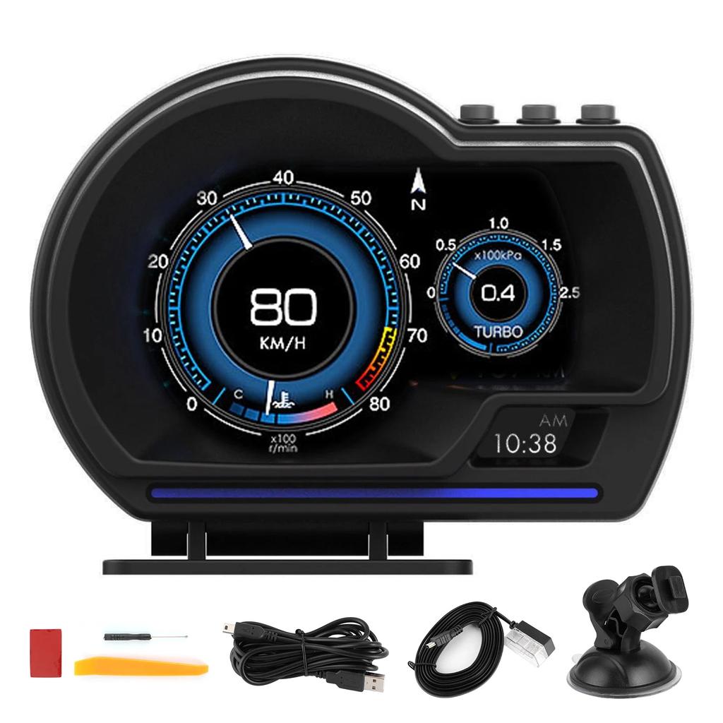 Digital OBD2 + GPS Car HUD Speedometer with Alarms by HitMyNeed