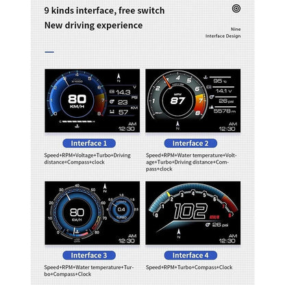 Digital OBD2 + GPS Car HUD Speedometer with Alarms by HitMyNeed