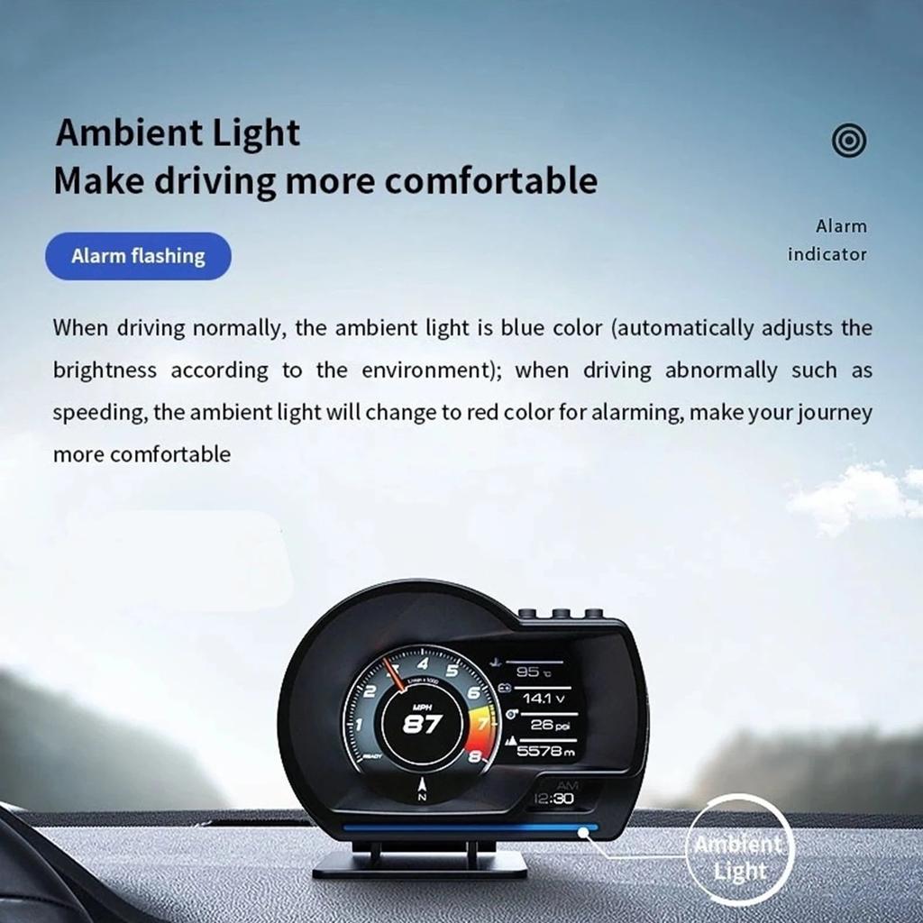 Digital OBD2 + GPS Car HUD Speedometer with Alarms by HitMyNeed