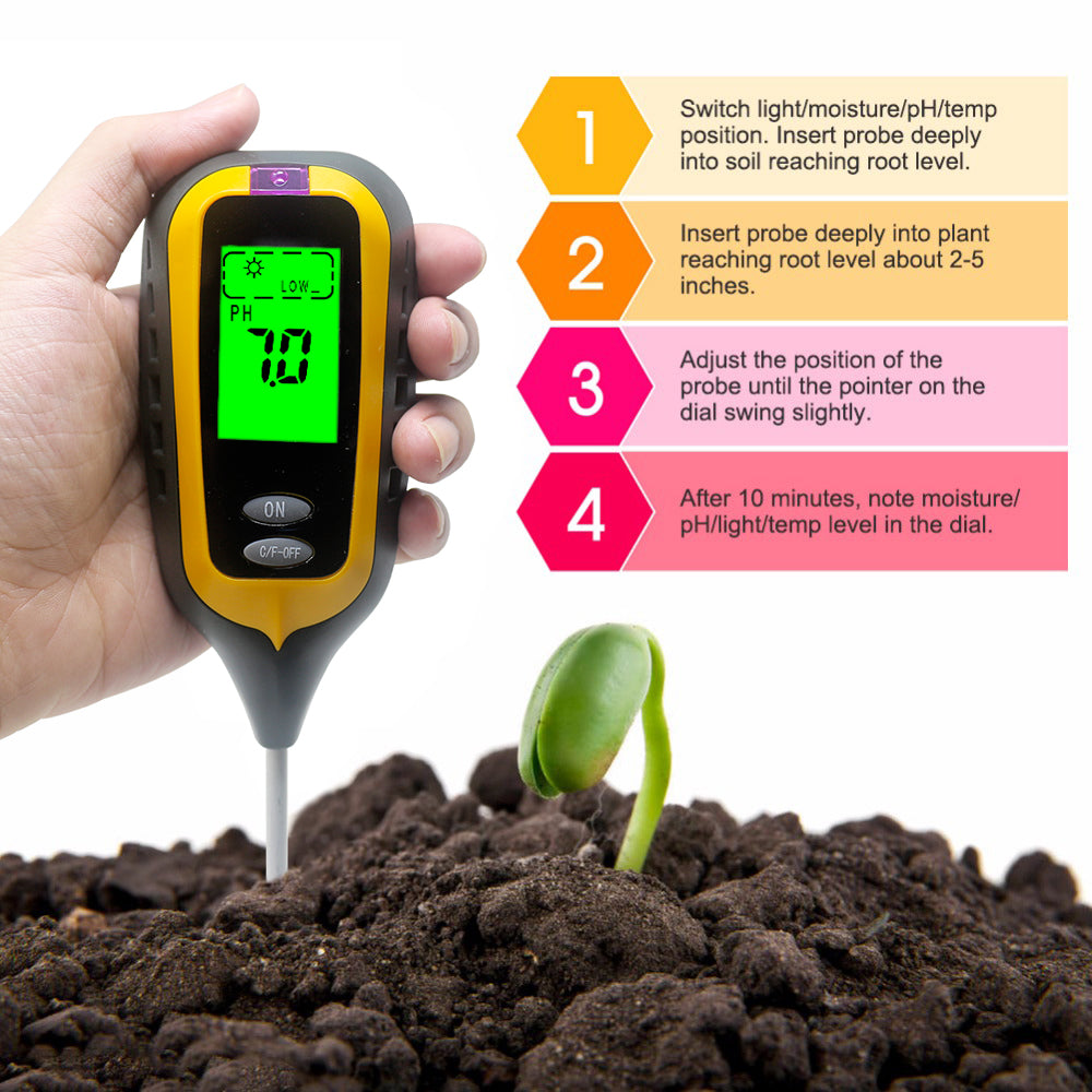 Digital Soil pH, Moisture, Light & Temperature Tester by HitMyNeed
