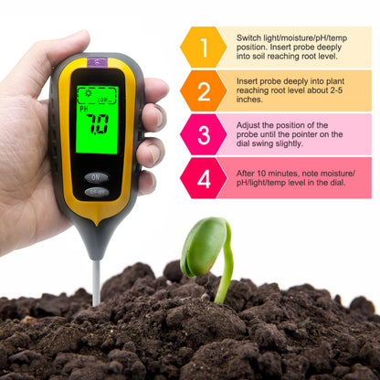Digital Soil pH, Moisture, Light & Temperature Tester by HitMyNeed