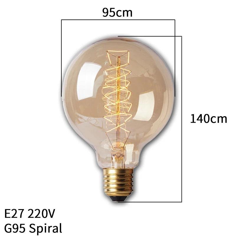 Dimmable Vintage Edison E27 40W Incandescent Bulb g95-spiral by HitMyNeed