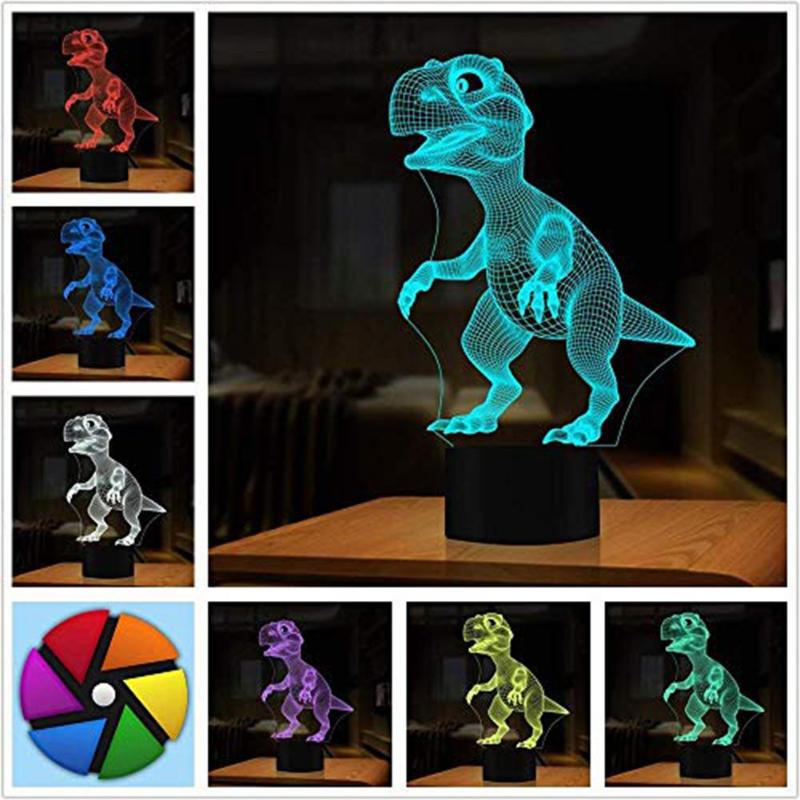Dino 3D T-Rex Night Light with Remote & 7 Colors by HitMyNeed