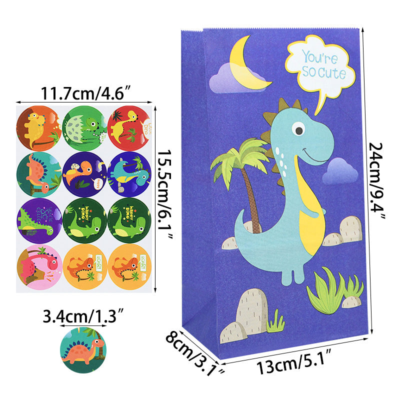 Dinosaur Candy Bags with Stickers (12 Pack) b01 by HitMyNeed