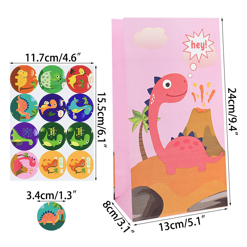 Dinosaur Candy Bags with Stickers (12 Pack) b02 by HitMyNeed
