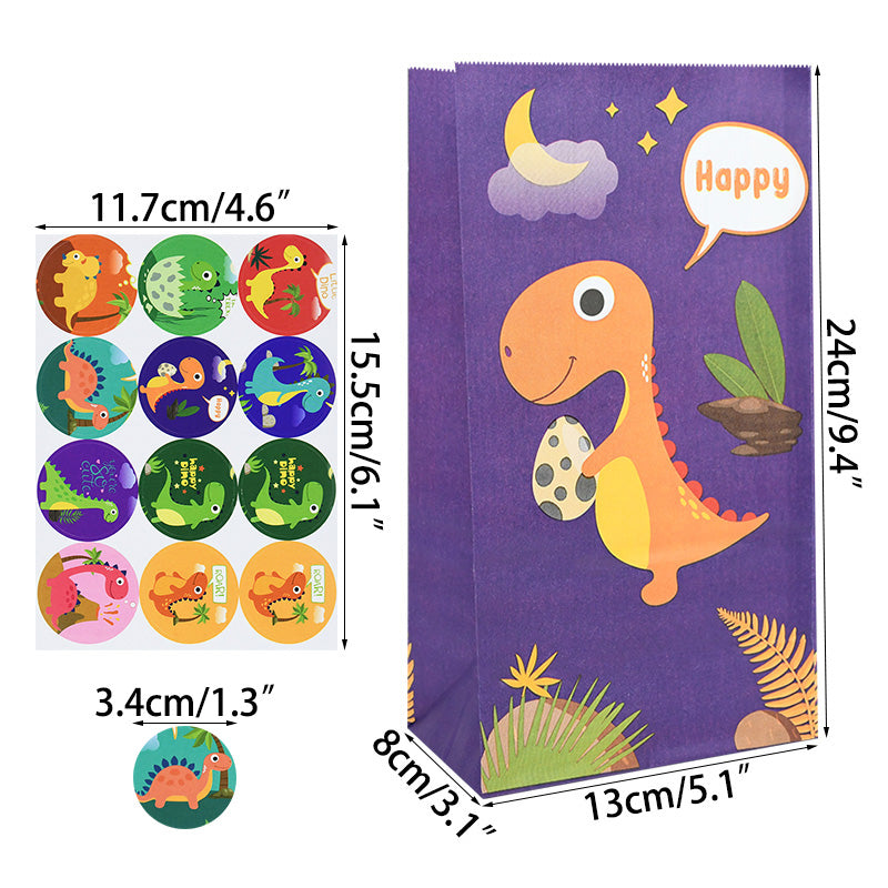 Dinosaur Candy Bags with Stickers (12 Pack) b04 by HitMyNeed