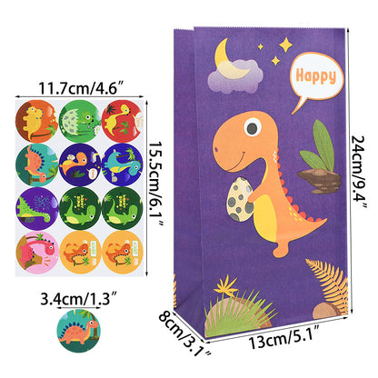 Dinosaur Candy Bags with Stickers (12 Pack) b04 by HitMyNeed