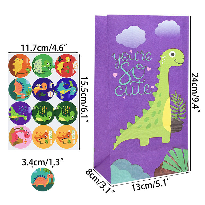 Dinosaur Candy Bags with Stickers (12 Pack) b05 by HitMyNeed