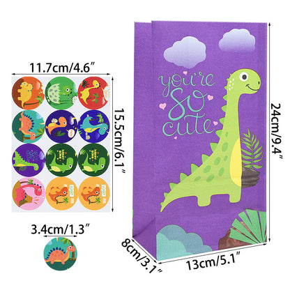 Dinosaur Candy Bags with Stickers (12 Pack) b05 by HitMyNeed